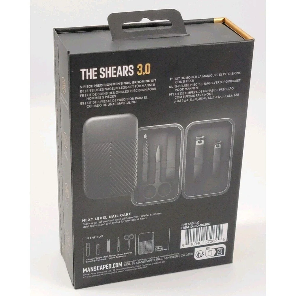 MANSCAPED Shears 3.0, 5-Piece Precision Men’s Nail Grooming Travel Kit NIP